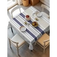 thumbnail image 6 of Beige Stripe Table Cloth, Modern Abstract Art Navy Blue Striped Rustic Waterproof Tablecloth for Square Tables, Reusable Washable Fabric Table Cover for Restaurant Kitchen Dining Tables 54"x54", 6 of 6