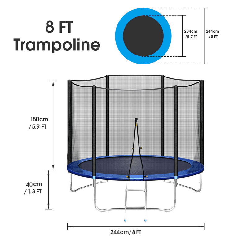 Maxkare Trampoline with 360 Safety Enclosure for & Adults 300 lbs Weight Capacity, 8 - Walmart.com