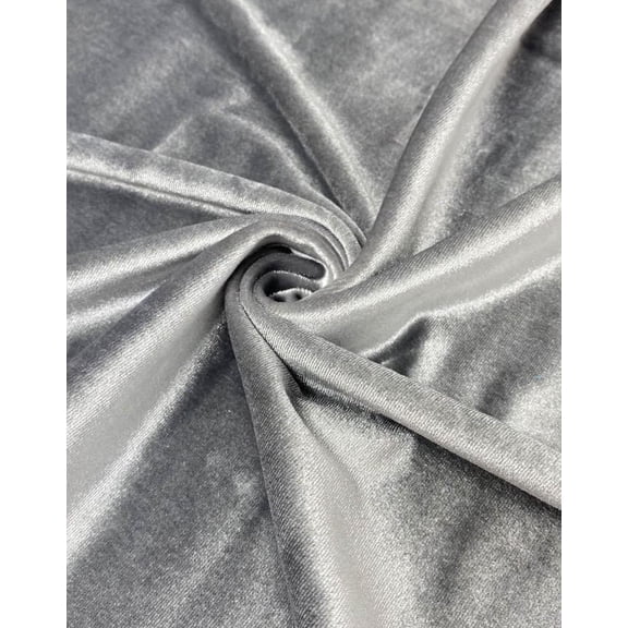 FabricLA Stretch Velvet Fabric - 58/60" Inches (150 CM) Wide - 90% Polyester & 10% Spandex - Perfect for Sewing, Apparel, Costume, Craft - Silver Grey, 5 Continuous Yards