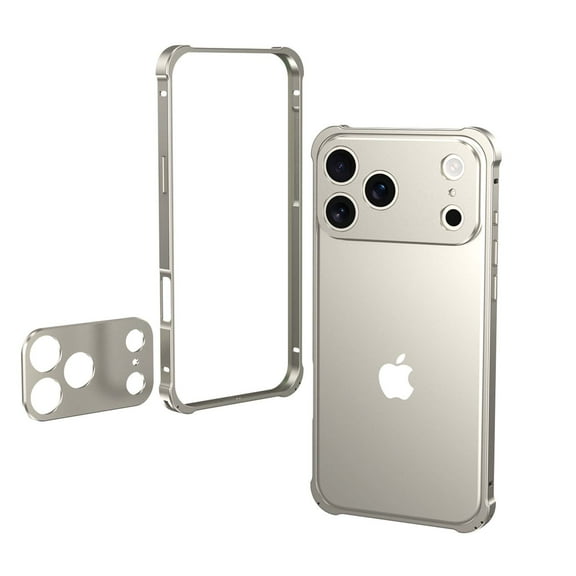 Compatible with iPhone Air Metal Bumper Phone Case,With Camer Lens Protector,Raised Edge Protection,Shockproof Anti-fall Protection Non-slip Rugged Frame No-Back Phone Case,Titanium