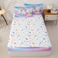 thumbnail image 4 of Metsweet Cute Floral Unicorn Zipper Full Size Comforter Sets with Fitted Sheet and 2 Pillowcases, Watercolor Rainbow Flowers Animal Zipper Bedding Set, Pink Yellow Blue,4pcs, 4 of 6