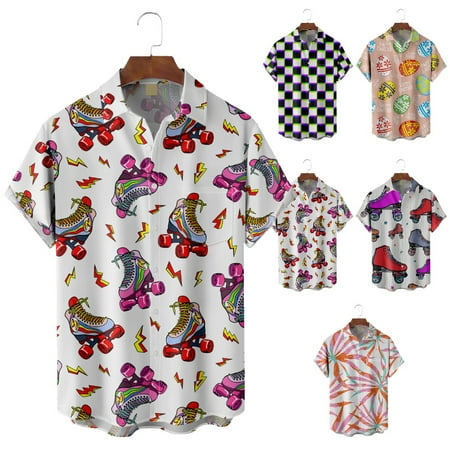 

Unisex Youth Short Sleeve Button Down Shirt Novelty Funky Tops Size 100-170/XXS-8XL