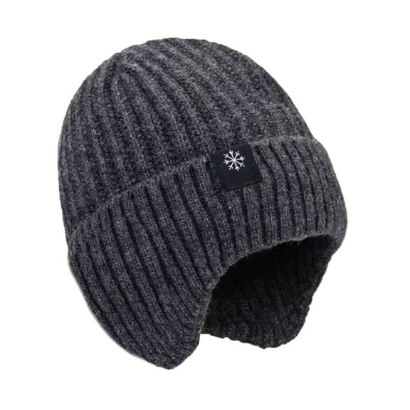 SIEYIO Thick Warm Earmuff Hat Ear Protections Hat for Men Caps Wool Knitted Hat