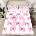 thumbnail image 2 of Feelyou Princess Initial D Letter Bed Sheets, Fashion Pink Bowknot King Sheets, Teens Kids Girls Women Sheet Set, Luxury Bedroom Decor, 4-Piece, 2 of 7