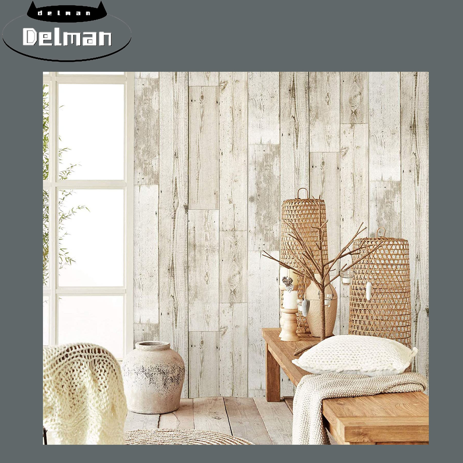 Wood Peel and Stick Wallpaper Shiplap Removable Wallpaper Wood Plank