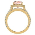 thumbnail image 3 of Wedding Ring Set for Women Cushion Cut Morganite Halo Diamond Ring 14K Gold 3.85 Carat, 3 of 5