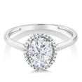 thumbnail image 2 of Forever Jewels 1.50 Ct Oval Cut Moissanite Women Halo Engagement Ring 14K White Gold Plated, 2 of 5