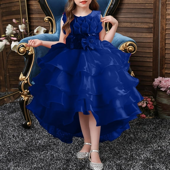 Toddler Girls Dresses Kids Formal Dresses for Girls Blue Dress Girls Birthday Dress Girl Dresses Size 3-4Y