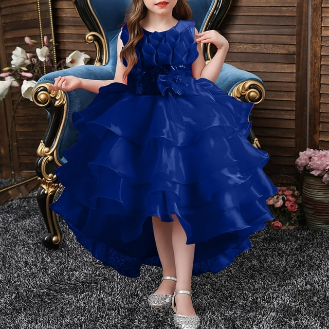 Robe Fille Sans Manches à Volants en Tulle Robe de Printemps pour Filles Robe d'Anniversaire Tenues Bébé Fille 4-5 Ans