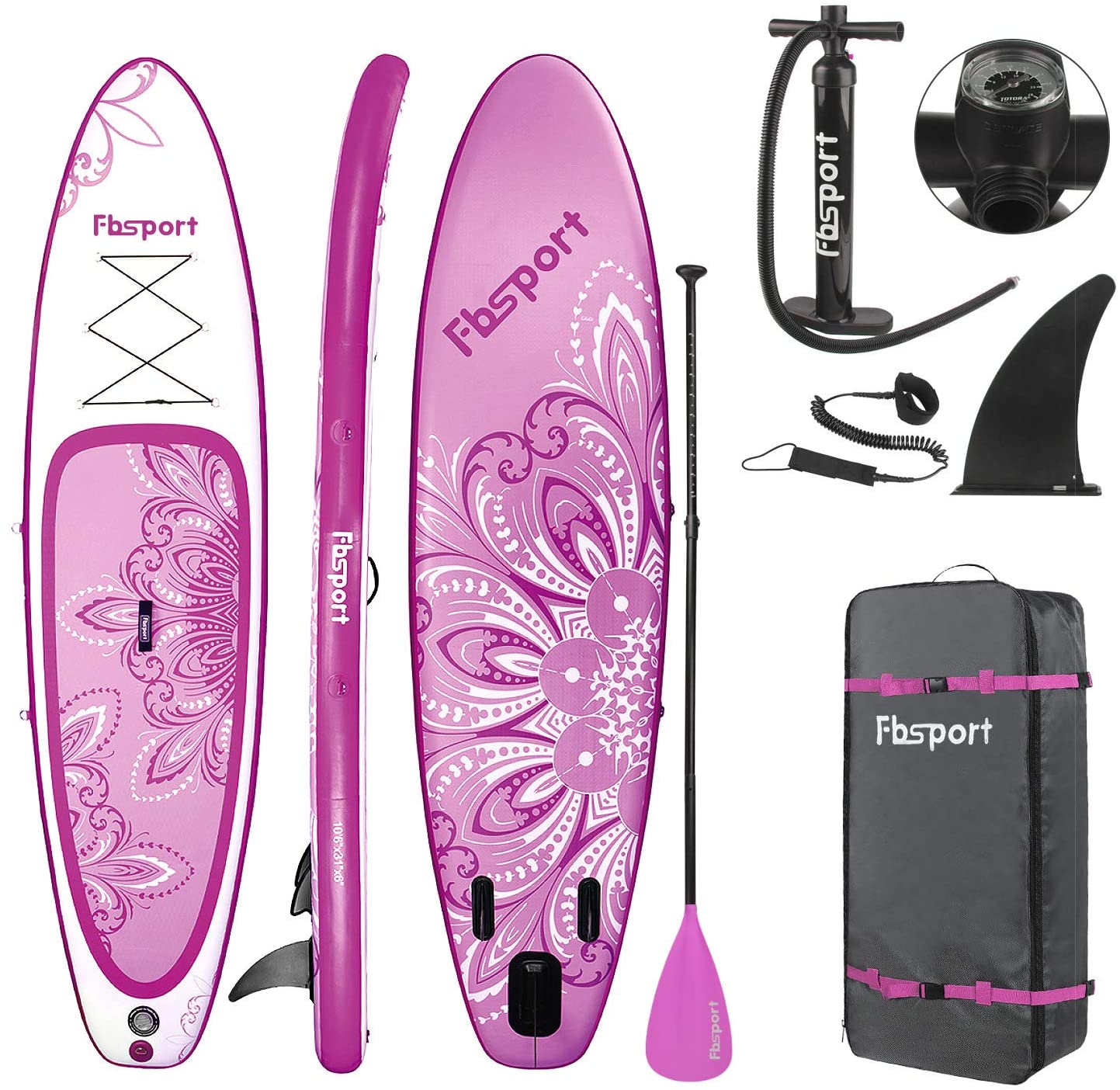 Fbsport 10 Ft SUP Inflatable Stand Up Paddle Board Surfboard with Standup Paddle Board