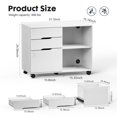 thumbnail image 3 of 3 Drawer File Cabinet, Lateral Rolling Filing Cabinets Printer Stand, Wooden Mobile Under Desk Organizer with Wheels and Open Shelves, for Home Office, White, 3 of 7
