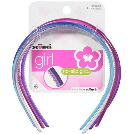 Scunci Girl No-Slip Grip Headbands, 4 count