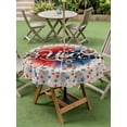 thumbnail image 4 of Outdoor Tablecloths with Umbrella Hole & Zipper, Independence Day Round Tablecloth 54 Inch, Watercolor Red Blue Geometric Star Retro Waterproof Table Cloth, Patio/Pool/Picnic Table Covers, 4 of 8