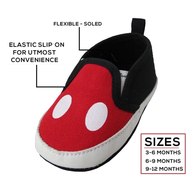 Disney Mickey Mouse Red and Black Infant Prewalker Soft Sole Slip