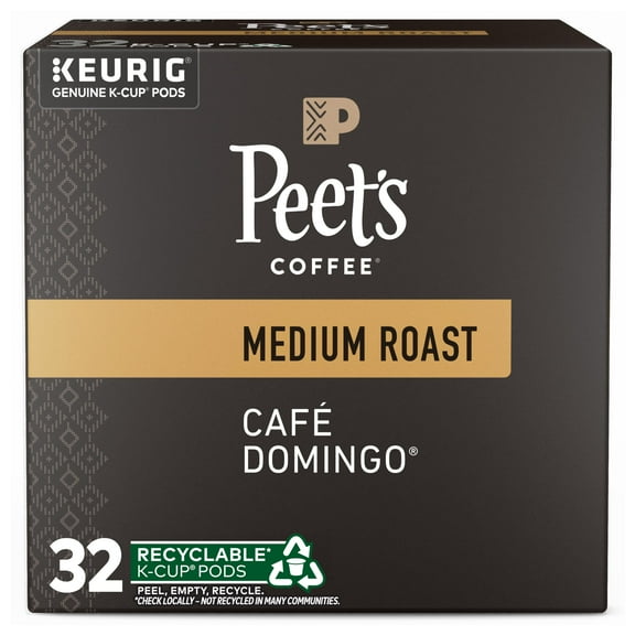 Peet's Coffee, Medium Roast Single Serve Coffee Pods - Café Domingo 32 Count (1 Box of 32 Pods)