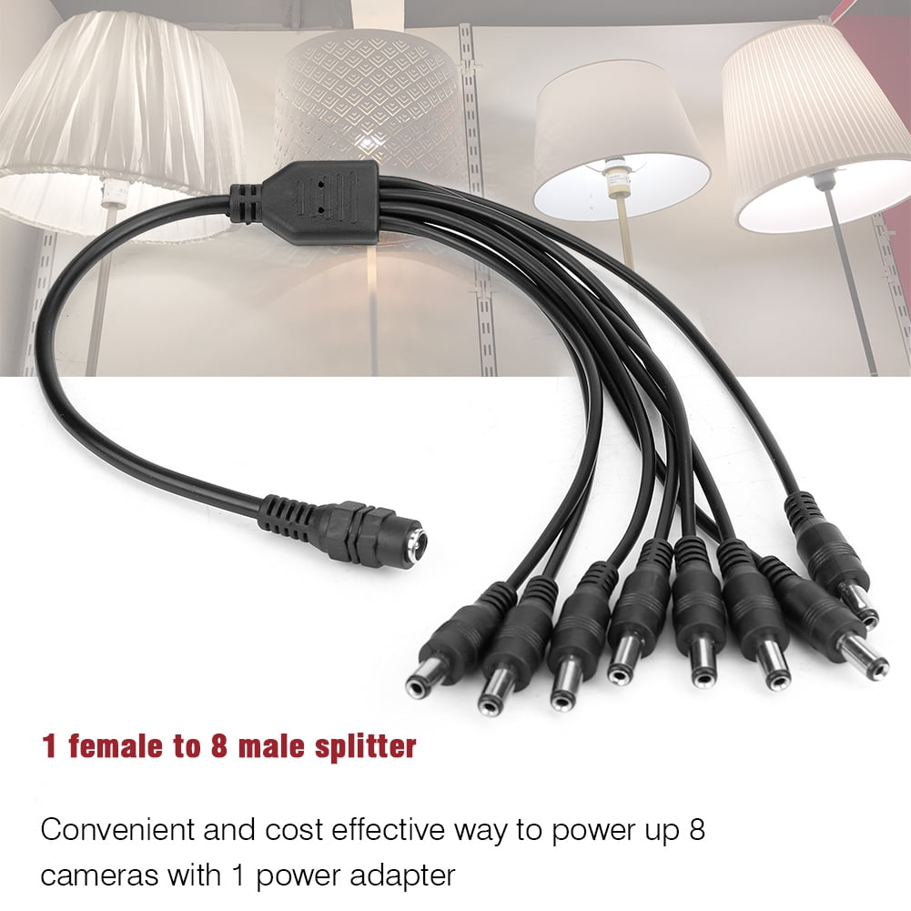 DC Power Splitter Cable 5.5x2.1mm Female 1 to 2 4 8 Male Adapter CCTV Camera.vi 
