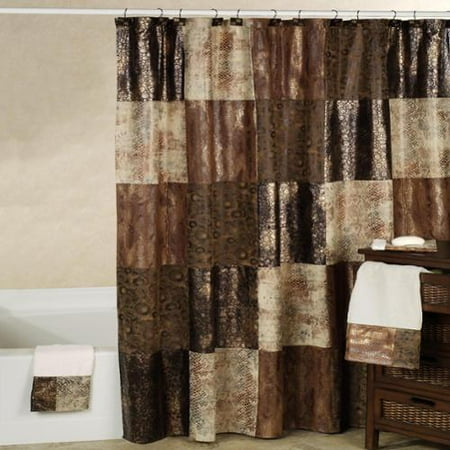 Animal Print Faux Leather Shower Curtain And Hooks Set Or