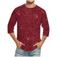 thumbnail image 1 of Jgppe Blouses Chemises pour Hommes Mode Imprimé Manches 3/4 Col Rond Tunique Chemise Printemps Été Hauts, 1 of 5