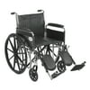 Drive Medical Chrome Sport Wheelchair, Detachable Full Arms, Elevating Leg Rests, 20" Seat