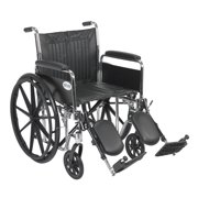 Drive Medical Chrome Sport Wheelchair, Detachable Full Arms, Elevating Leg Rests, 20" Seat