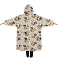 thumbnail image 2 of Oversized Wearable Blanket Hoodie,Beige Cow Head Pattern Sherpa Blanket Hoodie with Super Pockets,Super Warm Fuzzy Pullover for Women & Men, 2 of 6