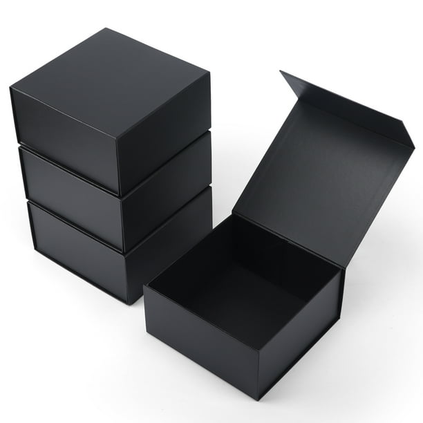 8x8x4 Magnetic Gift Boxes Set of 4, Black Magnetic Box for Wedding ...
