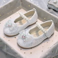 thumbnail image 2 of Ccpelsie Girls Mary Jane Dress Shoes Toddler Little Kids Ballet Flats Flower Girls Princess School Shoes(White,10), 2 of 7