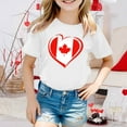 thumbnail image 2 of Gbsyewxs Childrens Shirts Crew Neck Short Sleeve Canada Flag Heart Print Soft Summer Toddler Girls Outfits White Size 8-9 Years, 2 of 4