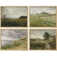 thumbnail image 2 of PixonSign Framed Wall Art Classic Rural Countryside Flower Landscapes Prints, Set of 4 Nature Wilderness Paintings, Minimalism Wall Décor, Adhesive Canvas Poster for Home Decor - 11"x14" Natural, 2 of 5