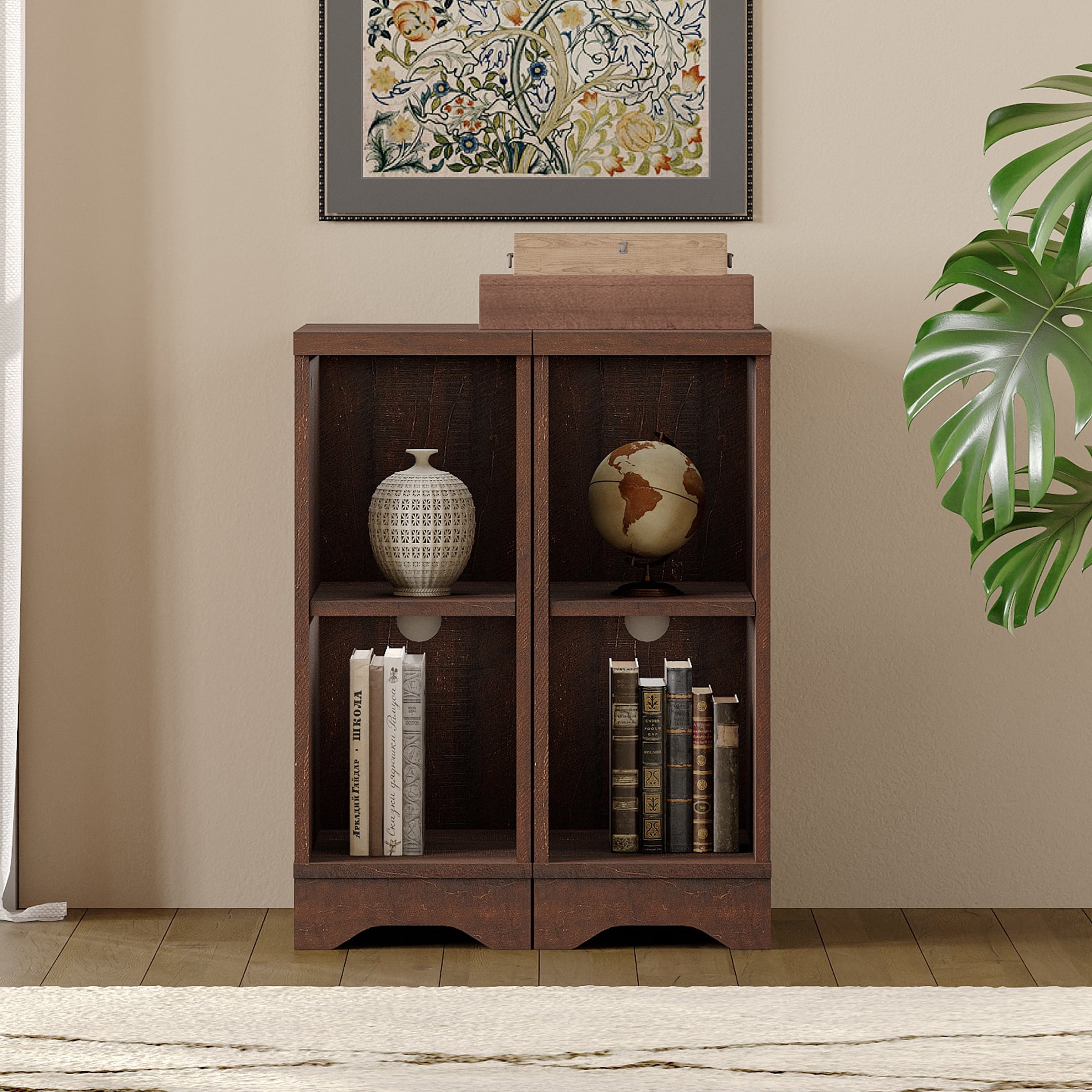 WAMPAT Modern Farmhouse 3 in 1 TV Stand for up to 95" TVs,Wood Media TV Console Table with Storage Cabinets and Sliding Barn Doors,Entertainment Center for Living Room Bedroom,Rustic Brown
