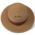 thumbnail image 3 of TFEOQRY Women's British Flat Top Straw Hat Wide Brim UV Sun Protection Breathable Foldable Sun Cap, 3 of 5