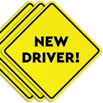 Assured Signs New Driver Car Magnet Sticker for Student Drivers, 6 x 6", Yellow, 3 Pack
