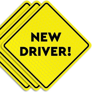 Assured Signs New Driver Car Magnet Sticker for Student Drivers, 6 x 6", Yellow, 3 Pack