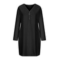thumbnail image 3 of cfhntfmh Robe Chandail Femme Côtelée Tricotée Tendance Col en V Fermeture à Glissière Mini Robe Confortable Manches Longues Automne Hiver Robe Chandail, 3 of 5