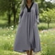 thumbnail image 1 of TaTaai Women's Spring Summer Casual Dress V Neck Long Sleeve Loose Fit Ankle Length with Color Block Detail Maxi Shift Dress Gift, 1 of 8