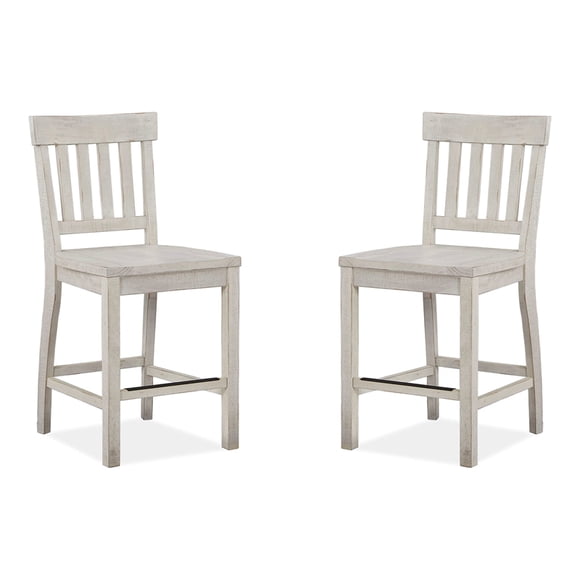 Magnussen Chaise de Comptoir en Bois Massif Blanc Bronwyn