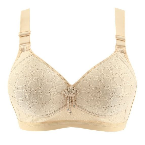 Bigersell Balconette Bras for Women Deals Padded Bras for Women No Underwire Bra Style B1028 V-Neck Padded Bras Hook and Eye Bra Closure Big & Tall Size Supportive Sports Bras for Women Beige 44BCD