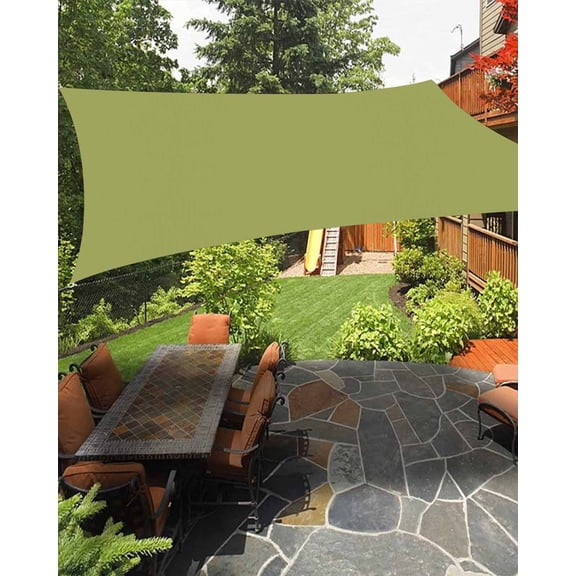 Sage Green Waterproof Sun Shade Sail Olive Solid Color Outdoor Patio Sun Shades Canopy UV Block Waterproof Sunshade for Garden Backyard Deck Pergola 12x16 Ft