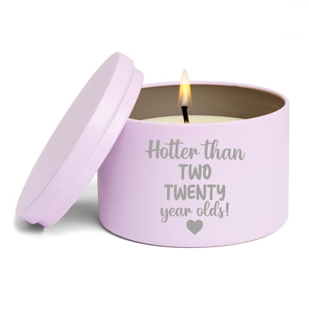 Scented Candle Gift 8oz with Lid Hotter Than Two 40th Birthday Forty Birthday for Her (Citrus – Purple)