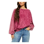 FREE PEOPLE Womens Purple Long Sleeve Jewel Neck Sweater Size: XS