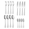 thumbnail image 3 of Juego de cubiertos de 16 piezas para 4 personas: tenedor y cuchara. Resistente y práctico, de acero inoxidable. Plata, 3 of 9