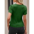 thumbnail image 3 of SHEWIN Womens Summer Tops Short Sleeve Textured Tops Casual Crewneck Solid Slim Fitted Basic T Shirts Tee Blouses, 3 of 8