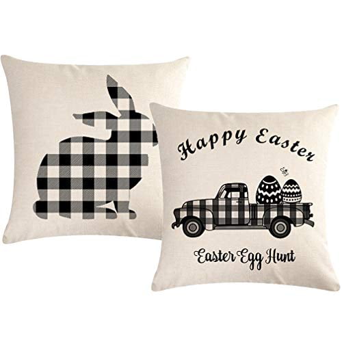 Happy Easter Pillow Cover Truck Loads of Eggs Decorative Sofa Throw Cushion Case 