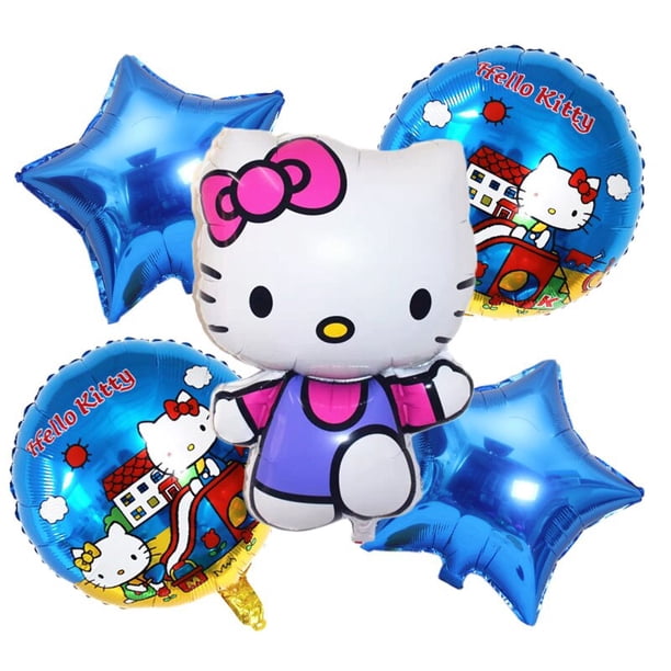 Juego de Globos de Hello Kitty para fiesta de cumpleaños de niña, set de 5 unidades de Globos de aluminio rosa, decoraciones para Baby Shower