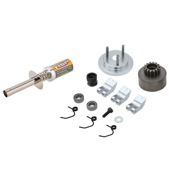 2 Ensembles d'Accessoires : 1Set pour 80101 1.2V Bougie Allumeur & 1Set RC 14T Roulement à Vitesses Chaussures d'Embrayage Ensemble Volant