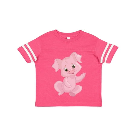 

Inktastic Cute Pink Pig Waving Gift Toddler Boy or Toddler Girl T-Shirt