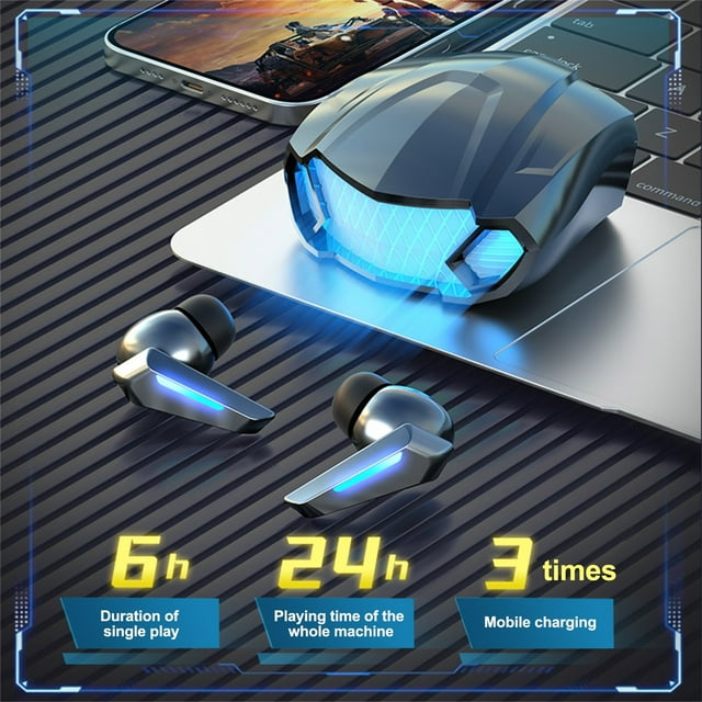 Pantalla digital LED Inalámbrico Bluetooth 5.2 Auricular Sonido de graves In-Ear Cancelación de ruido Diseño de automóvil deportivo Auriculares estéreo para IOS Android