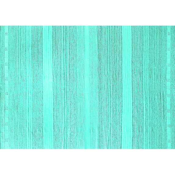 Ahgly Company Machine Washable Indoor Rectangle Solid Turquoise Blue Modern Area Rugs, 5' x 7'