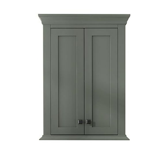 Home Bathroom Indoor 24" Pewter Green Toilet Topper Cabinet 2 Doors - 1 Inner Shelf