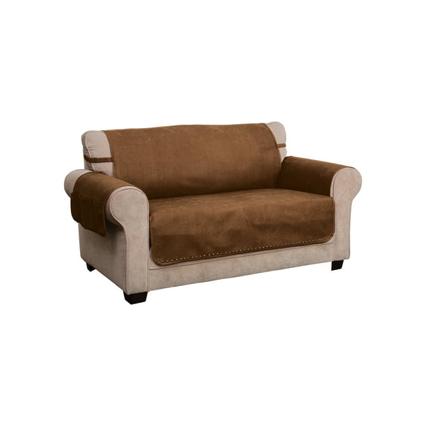 Faux Leather Solid Loveseat Furniture, Faux Leather Couch Slipcover